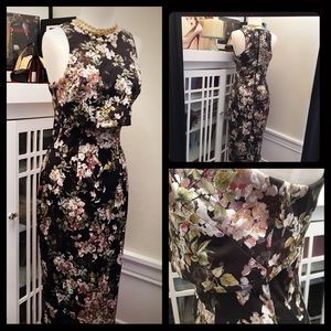 ASOS BLACK FLORAL PENCIL DRESS SIZE 4 NWT