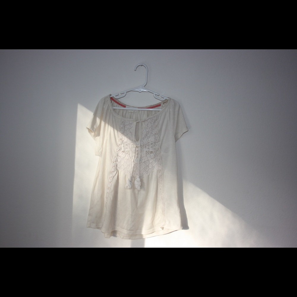 Off White Lace Top w/ Tassels