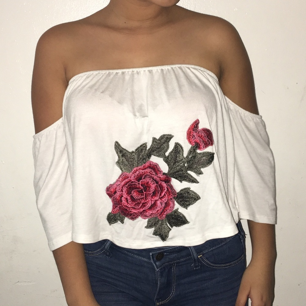 White Rose Embroidered Top