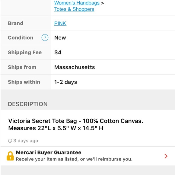 VIctoria Secret Canvas Tote Bag - Picture 4 of 4