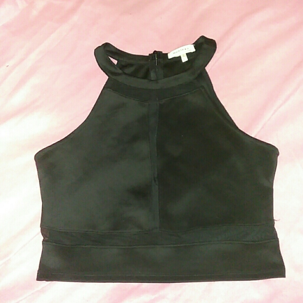Crop top with mesh cut outs