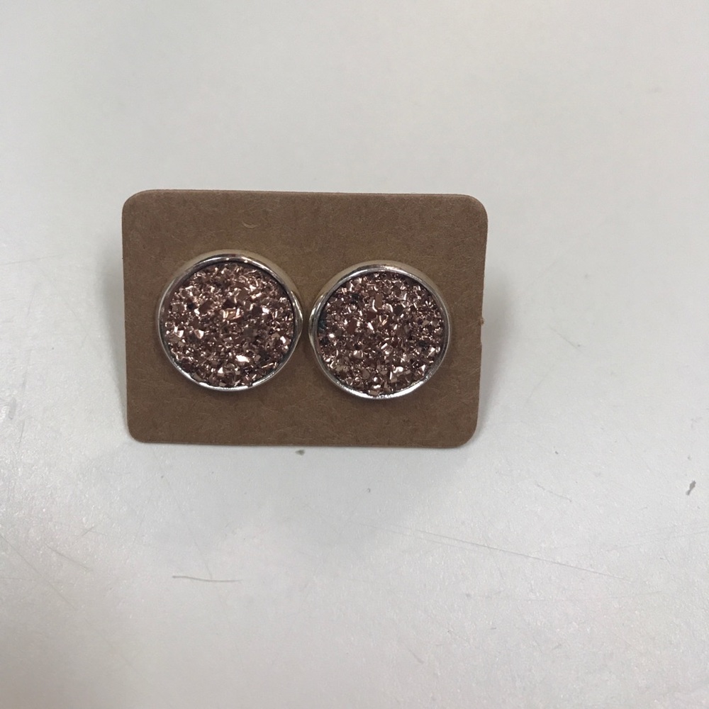 Rose gold Druzy silver studs