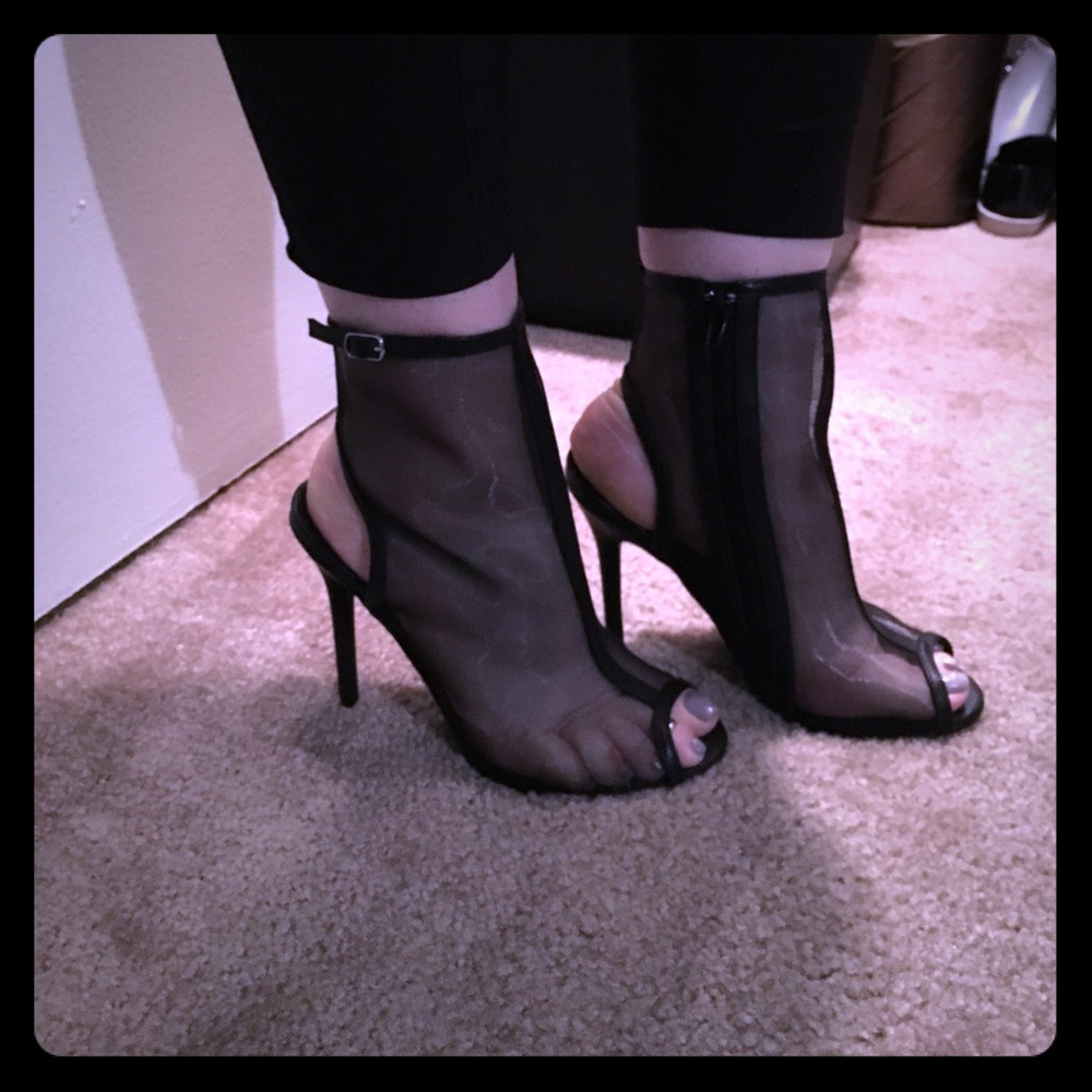Nasty Gal Sexy mesh peep toe booties heels