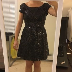 Black Sequin A-line Cocktail Dress