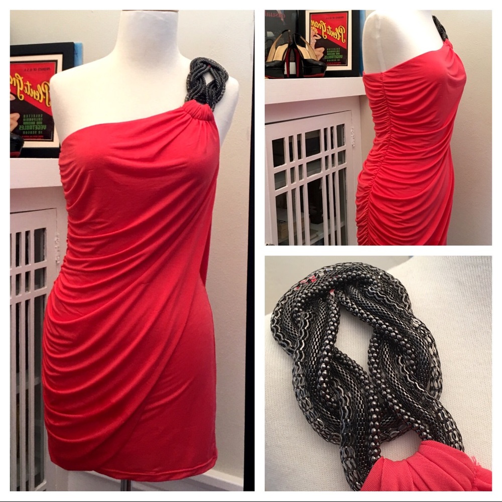 Do & Be CORAL Ruched Mini Dress Size M