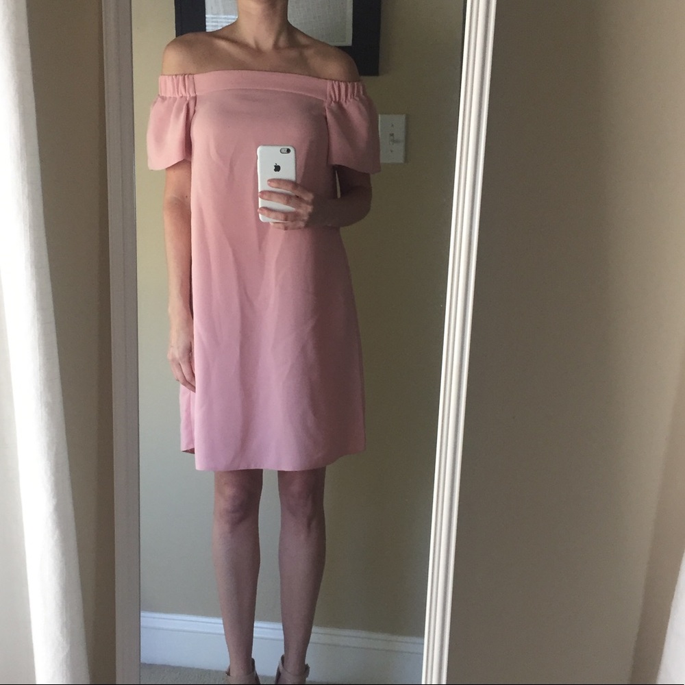 Topshop Pink off the shoulder dress - never worn!