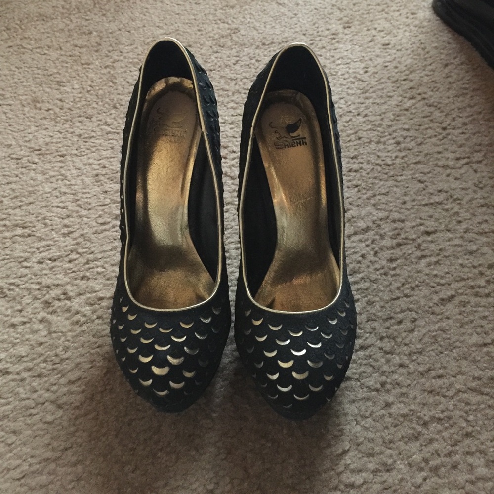 Sheikh Black and Gold stilettos