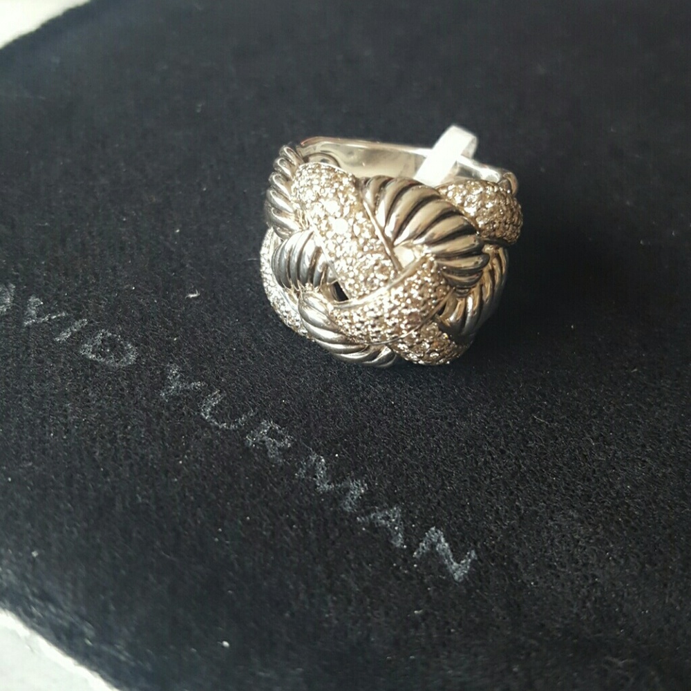 David Yurman Wide Woven Cable Diamond Ring