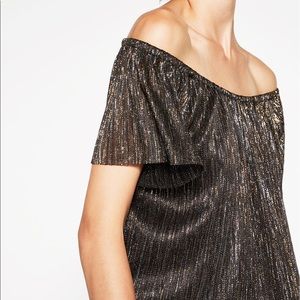 NWT Zara shiny off shoulder top