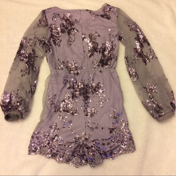 ⚡️Flash Sale⚡️Gorgeous Purple Sequins Romper - Picture 4 of 4