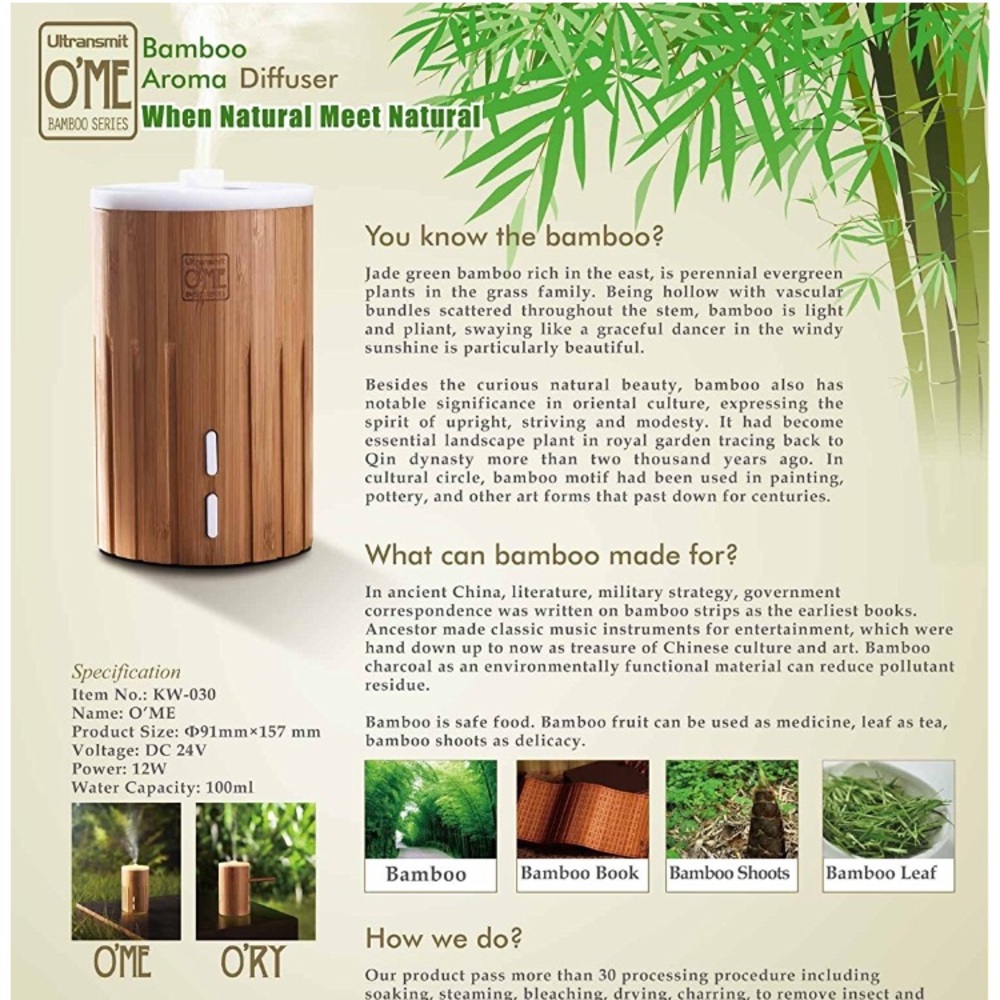 ZAQ Bamboo Lite Mist Aromatherapy Diffuser