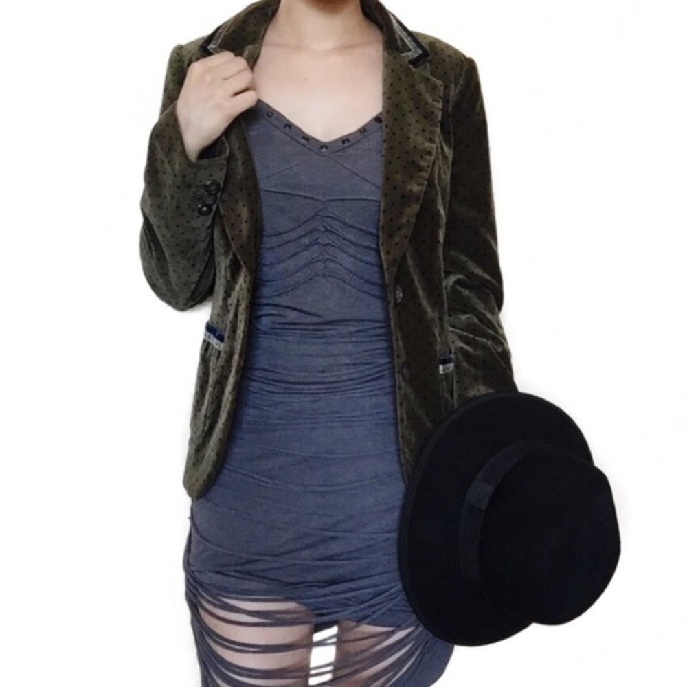 Anthropologie Velvet Polkadot Blazer