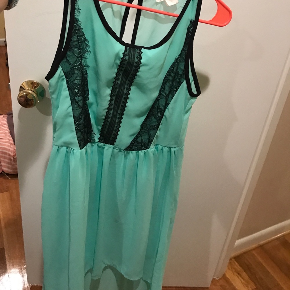 High low mint dress