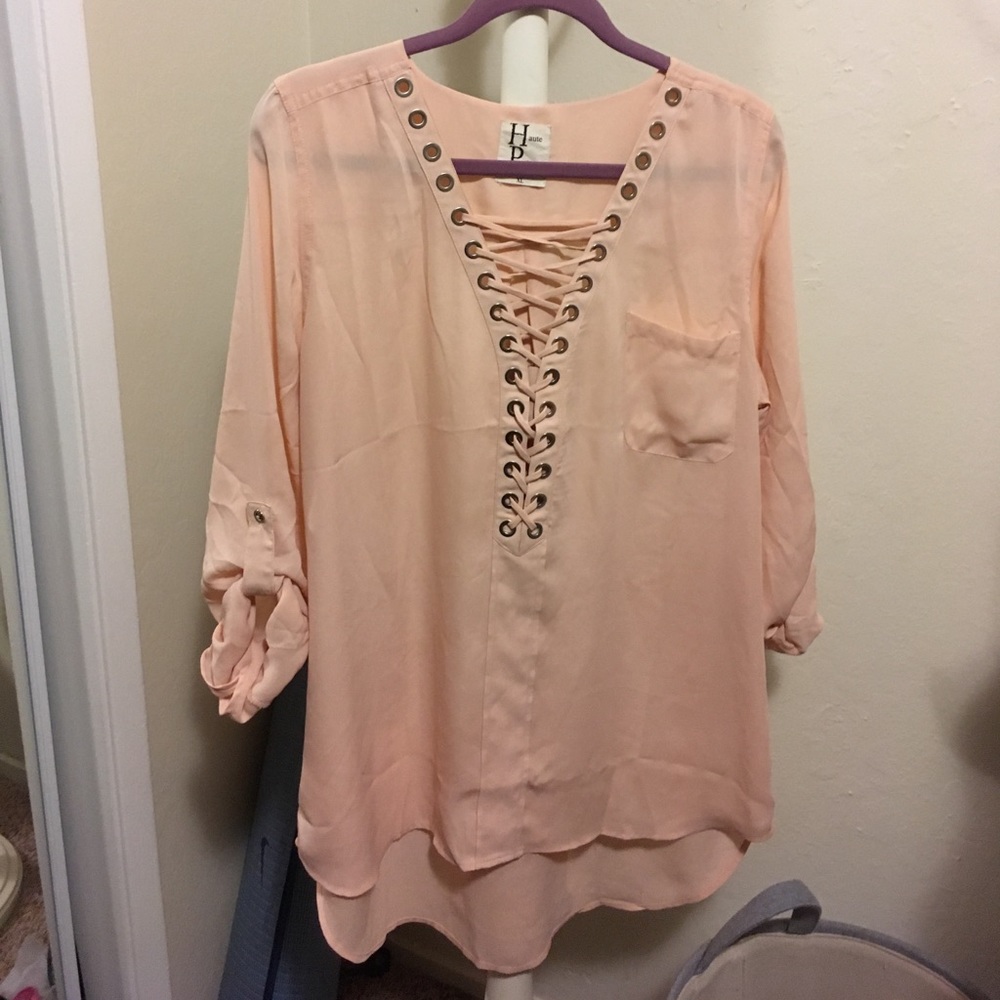 Pink Lace Front Blouse