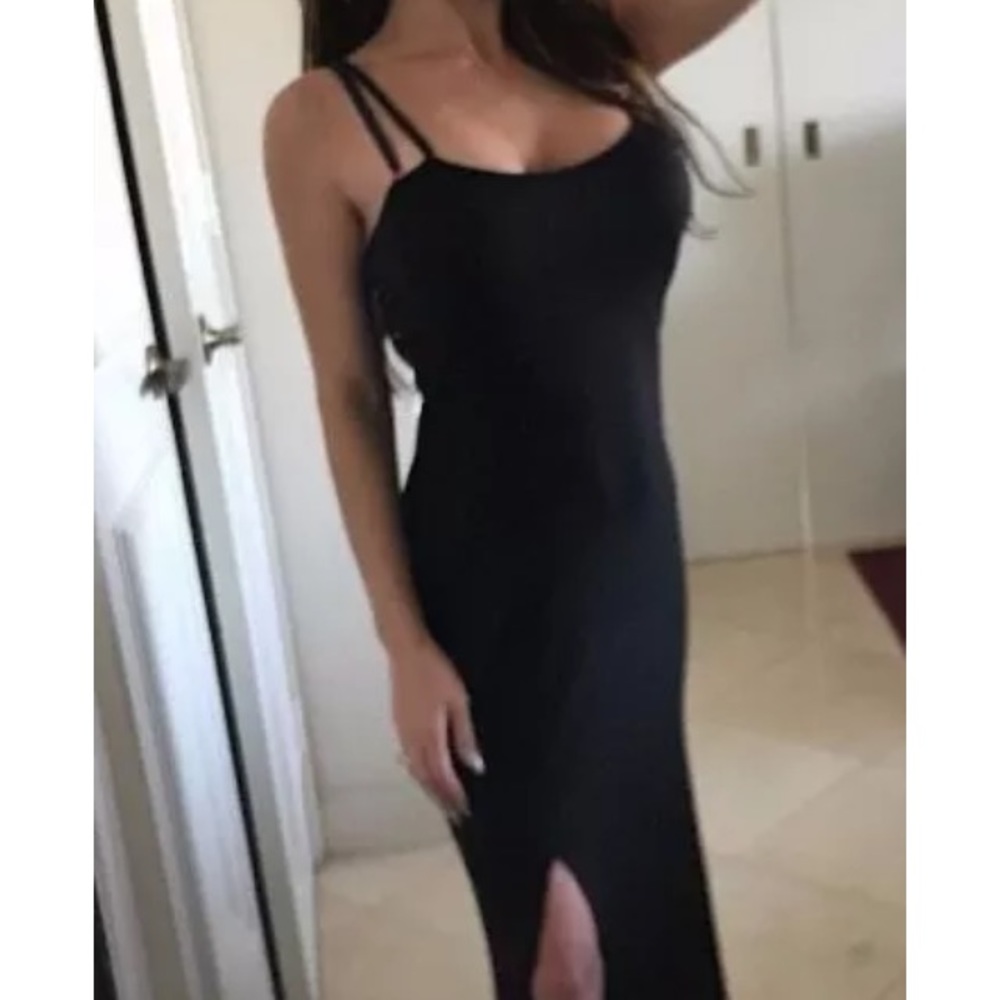 Brand New w/ tags Black maxi dress with side slit