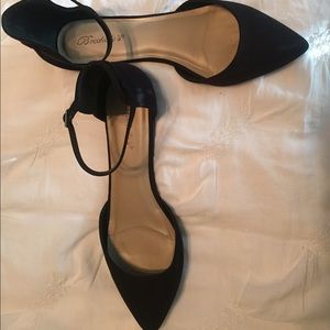 Black flats shoes size 10 with ankle strap