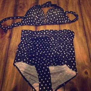 NWOT Black and white polka dot swim suit