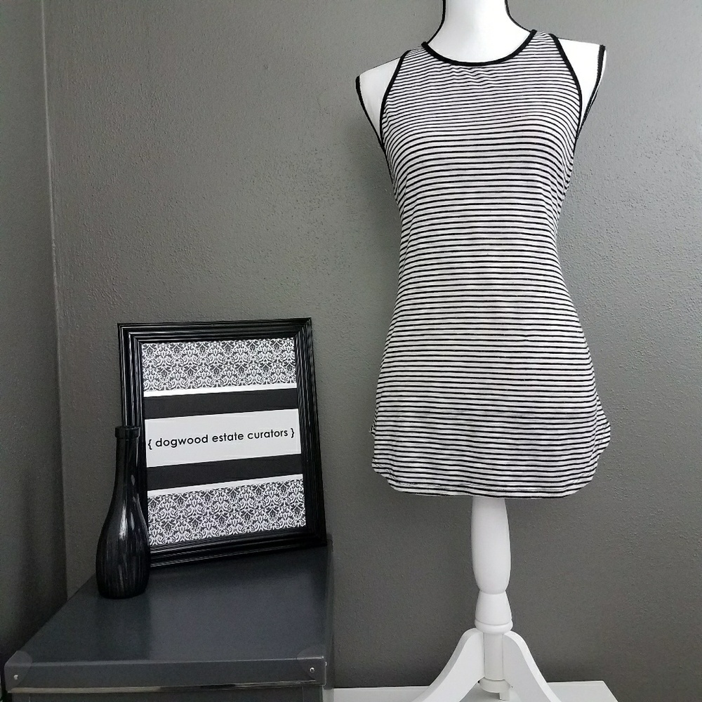 {Mossimo Black} Black/White Striped Tank Size L