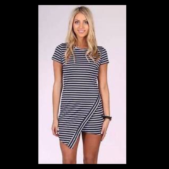 Blue/ white asymmetrical wrap dress By Pure Hype - Picture 1 of 7