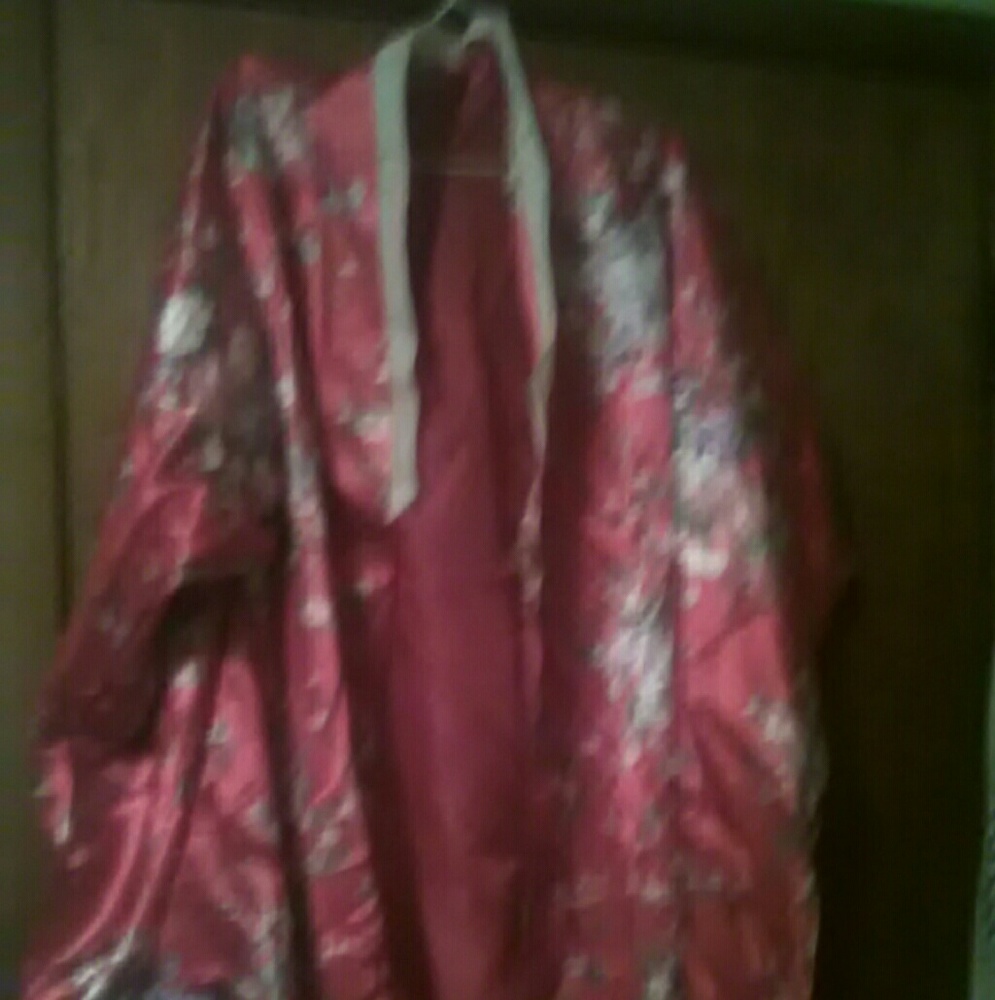 Red silk kimono