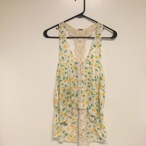 Free People racerback tank with lace back