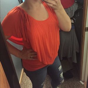 Orange stretchy blouse