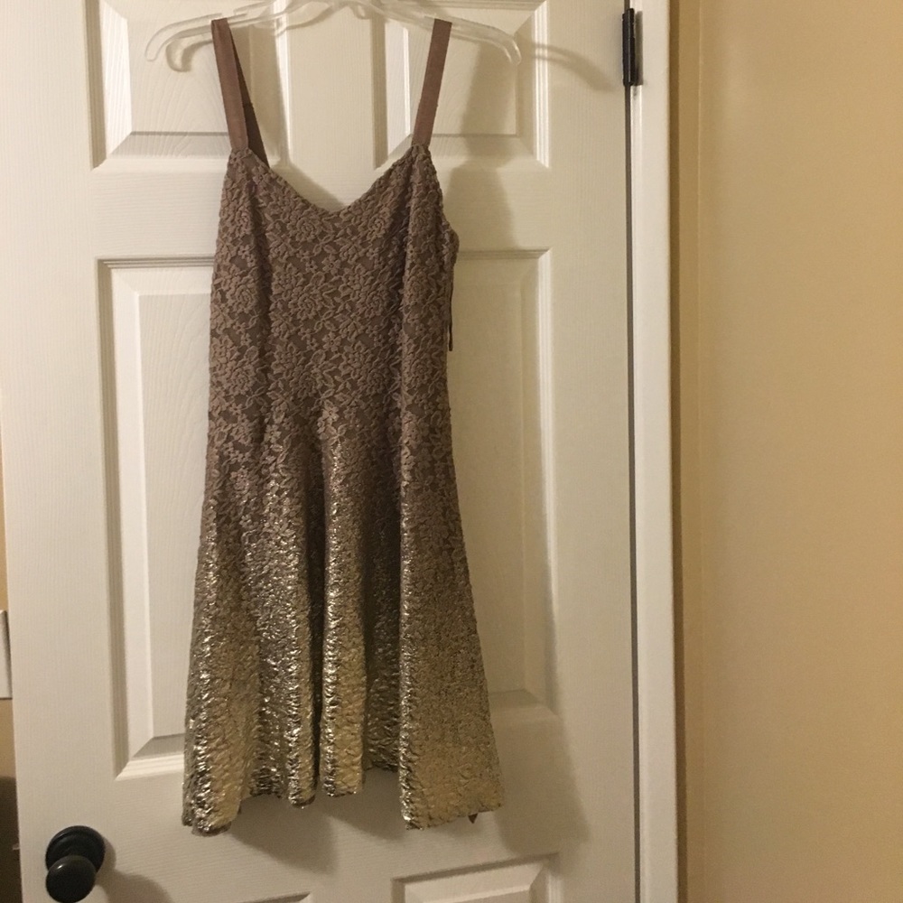 Gold and tan free people dress