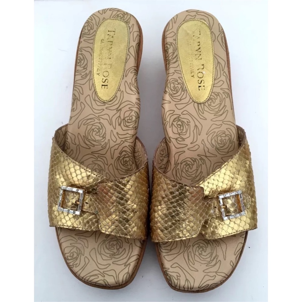 TARYN ROSE GOLD LEATHER CLOGS Sz 39 MADE IN ITALY