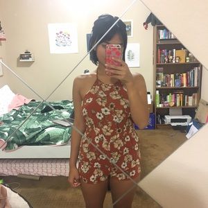 Cute Floral Halter Romper