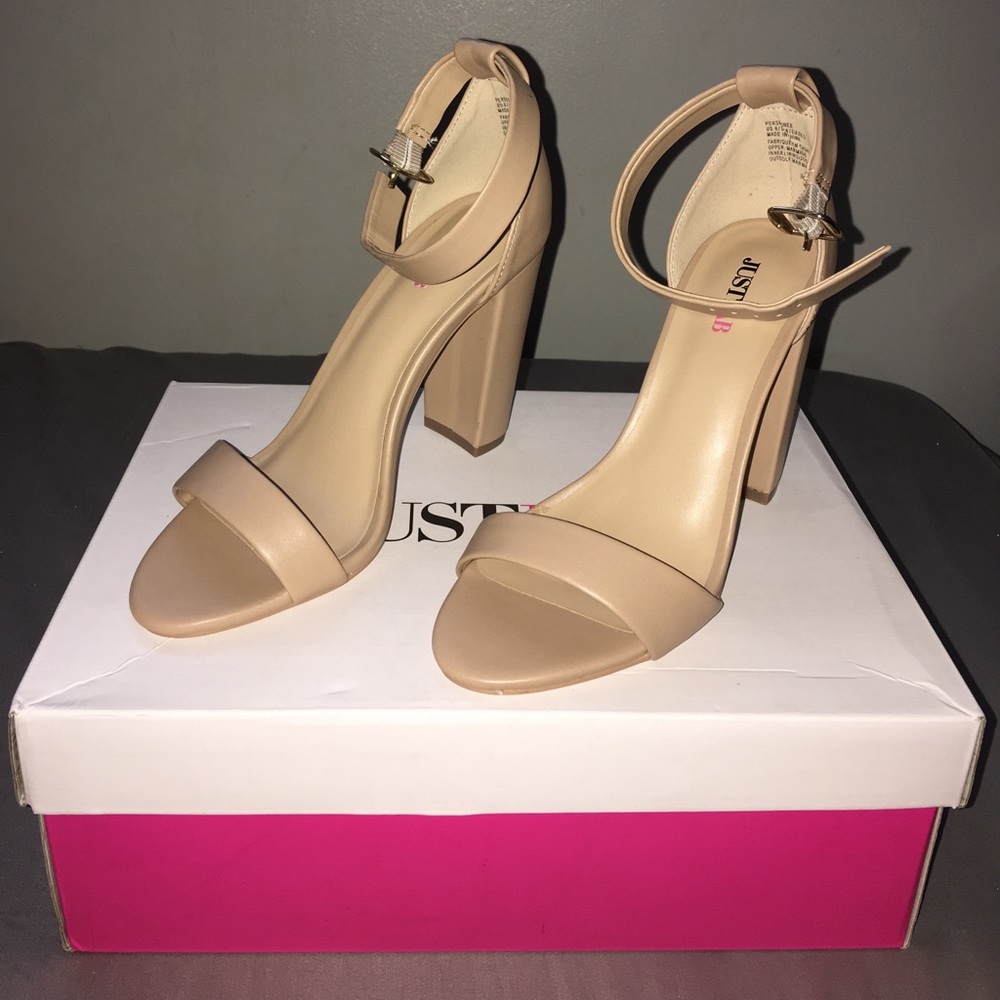 JustFab Nude Chunky Heel