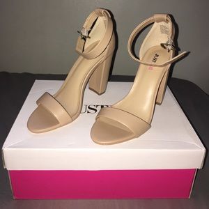 JustFab Nude Chunky Heel