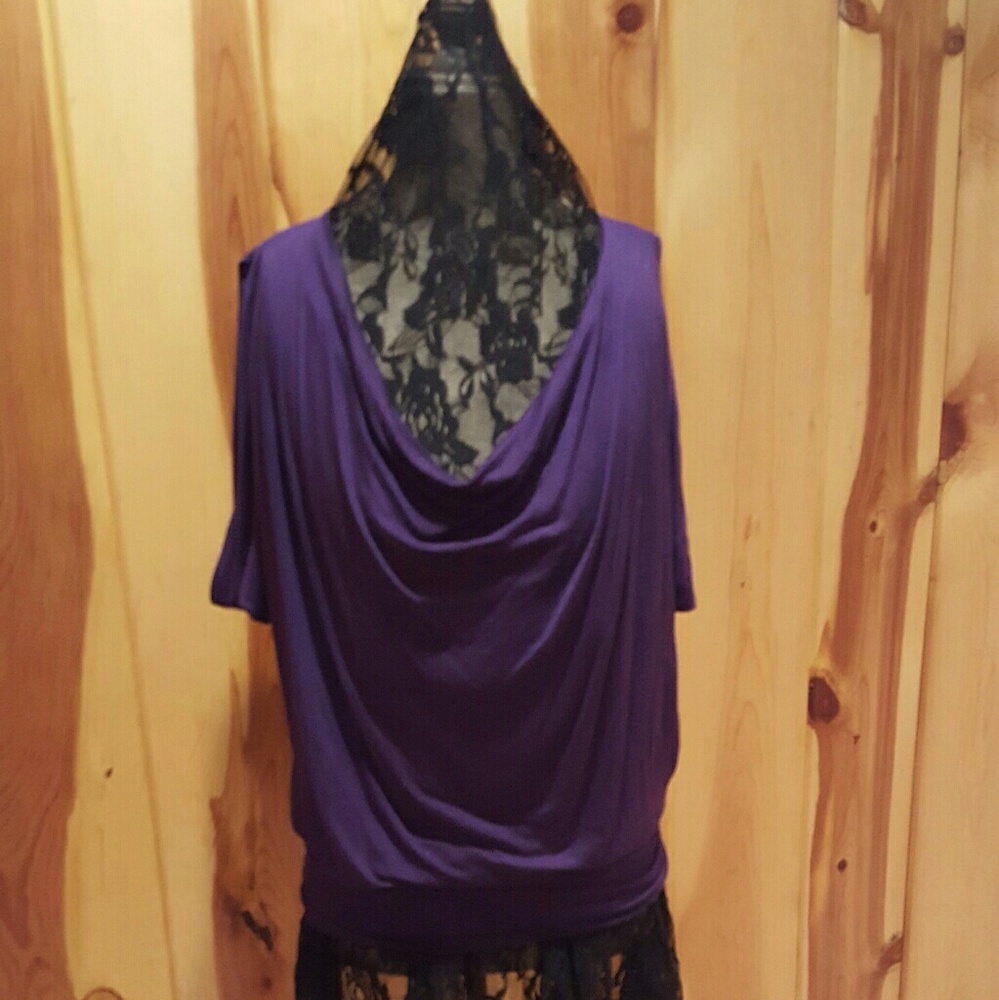 Dressy purple crowl neck top