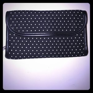 Thirty-one black and white polka dot wristlet