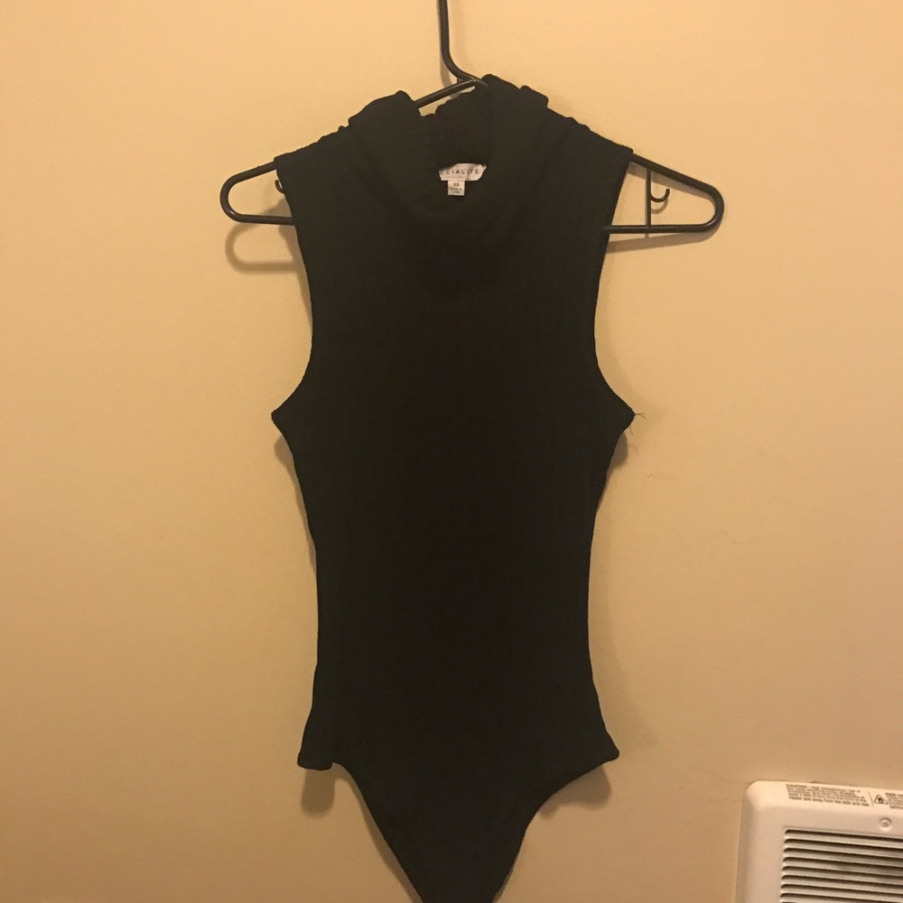Black turtleneck bodysuit