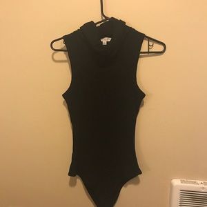 Black turtleneck bodysuit