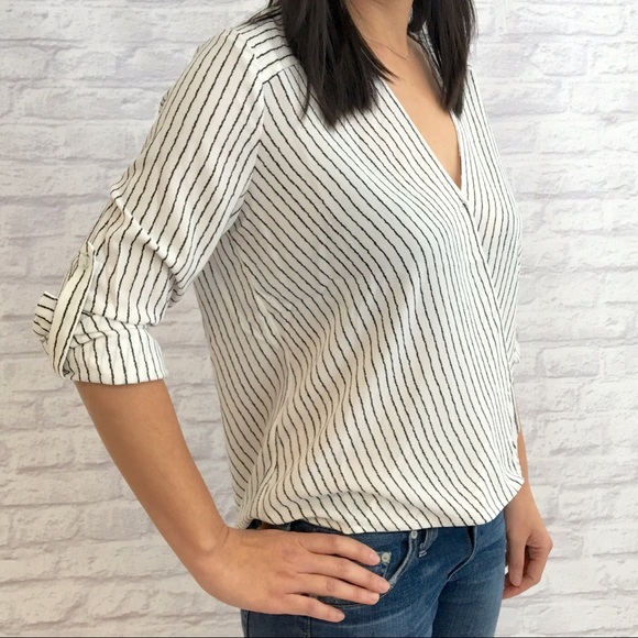 Ark & Co Tops - Ark & Co Striped Surplice Wrap Top Ark & Co Tops - Ark & Co Striped Surplice Wrap Top