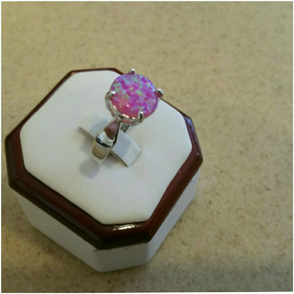 Genuine Australian Pink Fire Opal Ring Size 8 - Picture 1 of 4