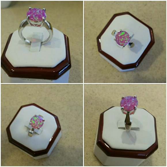 Genuine Australian Pink Fire Opal Ring Size 8 - Picture 3 of 4