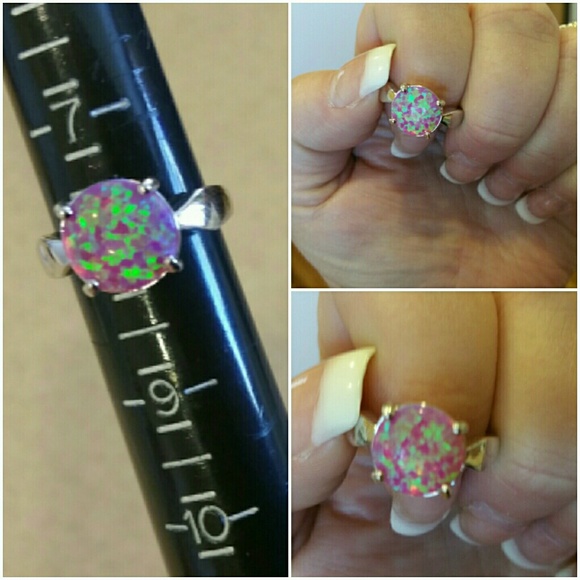 Genuine Australian Pink Fire Opal Ring Size 8 - Picture 4 of 4
