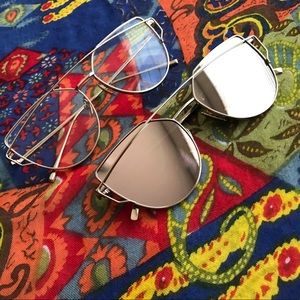 Aviator style sunglasses rosegold lens gold frame