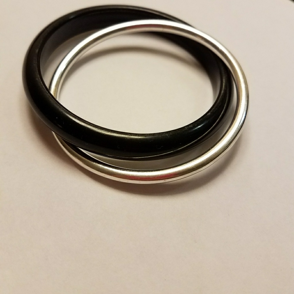 Artisan Sterling and Plastic Hoop Bracelet