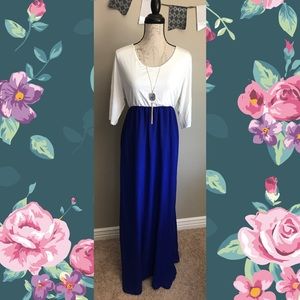White & Blue Maxi Plus Size 3x