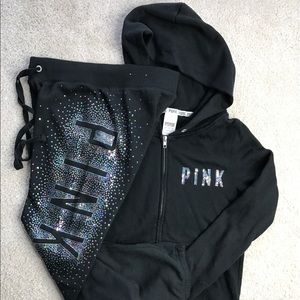 VS pink bling sweatpants and hoody outfit