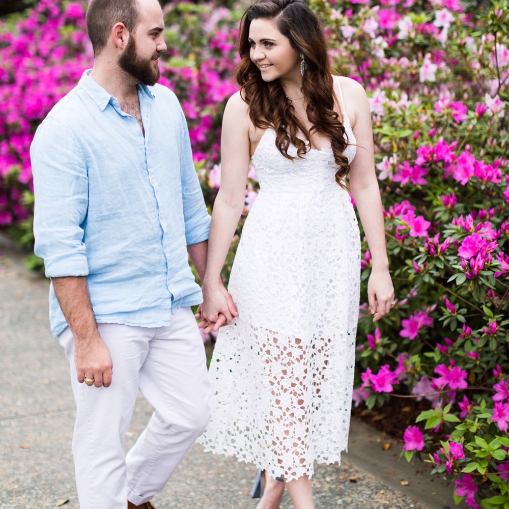 ASTR white lace midi dress