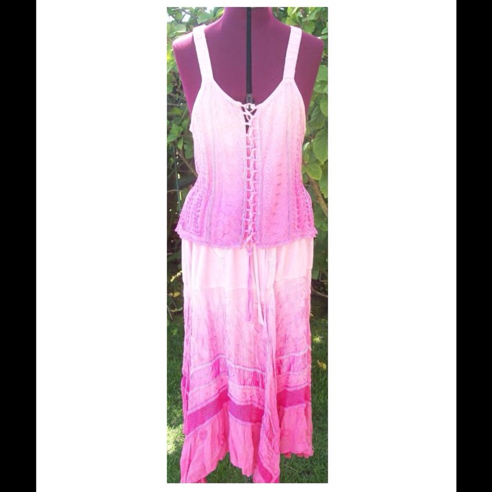 L'Pogee Pink Ombre Handkerchief Skirt & Top Dress