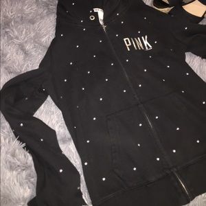 Vs Pink studded zip up hoodie