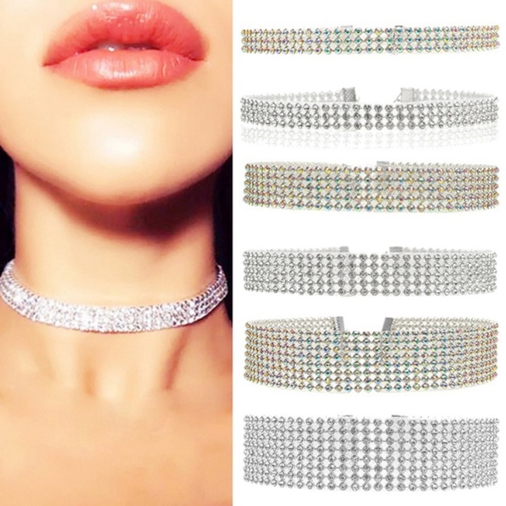 full diamond crystal rhinestone choker