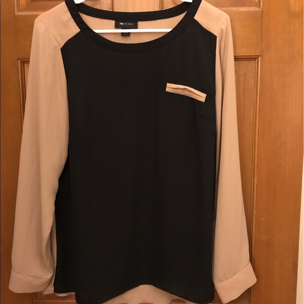 Color block shirt black n tan