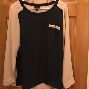 Color block shirt black n tan