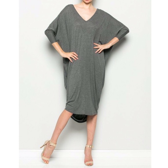 🇺🇸SALE Gray Back Deep Cut Out Maxi Dress - Picture 2 of 3